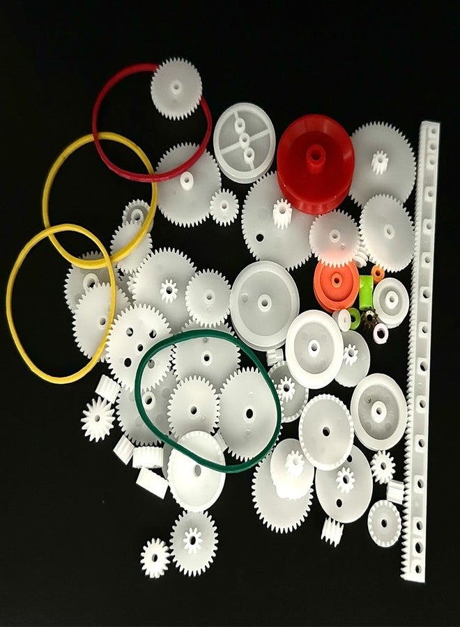 URIMPAVIDO 60PCS Small Gear Kit Plastic Gears Belt Pulley Single Gear Spindle Gear Small Motor Gears for DC Motor RC Car Robot Model Toy DIY Gear Replacement - Image 4